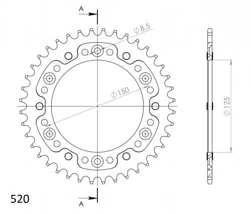 SUPERSPROX SUPERSPROX REAR ALU 40T, BLACK, 520 SU299040B
