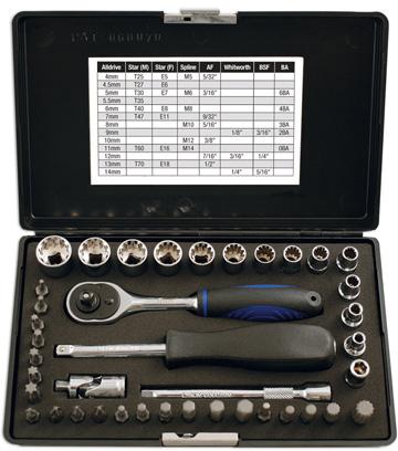 LASER TOOLS ALLDRIVE SOCKET & BIT SET 1/4"D 40 PC