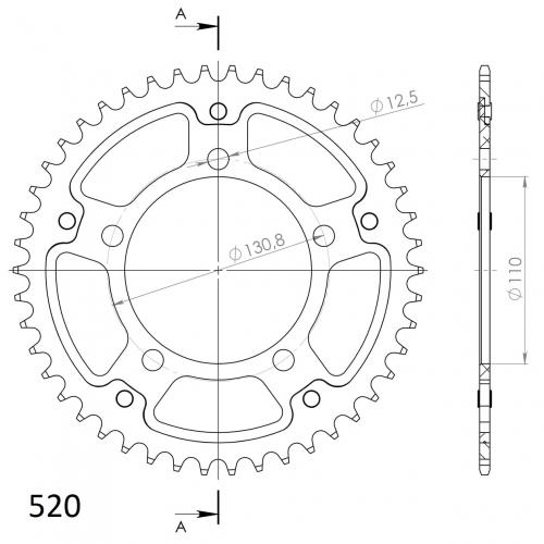 SUPERSPROX SUPERSPROX REAR STEALTH 47T, GOLD, 520 SU6752047G