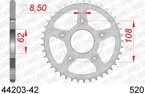 AFAM REAR STEEL 42T, 520 AF24420342