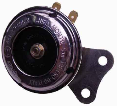 UNIVERSAL HORN 12V 65MM, CHROME/BLACK