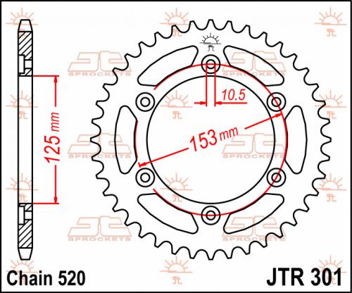 JT SPROCKETS REAR STEEL 40T, 520 JTR030140
