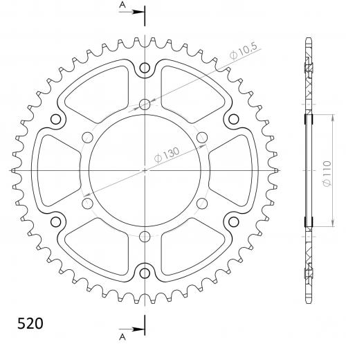 SUPERSPROX SUPERSPROX REAR ALU 50T, BLACK, 520 SU248650B