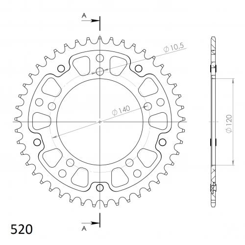 SUPERSPROX SUPERSPROX REAR STEALTH 45T, RED, 520 SU6179345R