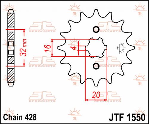 JT SPROCKETS FRONT STEEL 14T, 428 JTF155014