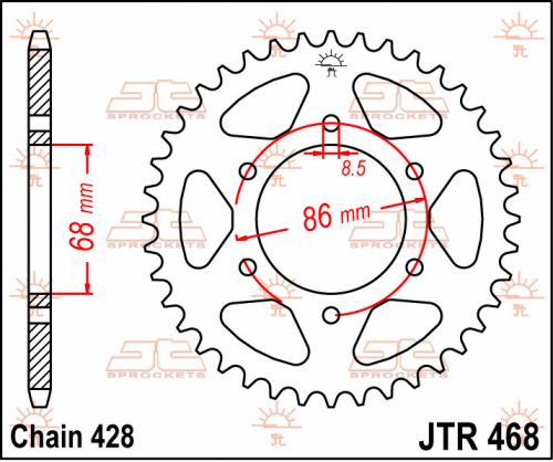 JT SPROCKETS REAR STEEL 46T, 428 JTR046846