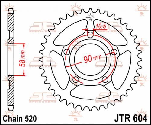 JT SPROCKETS REAR STEEL 35T, 520 JTR060435
