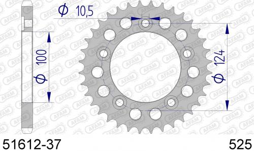 AFAM REAR ALU 37T, 525 AF55161237