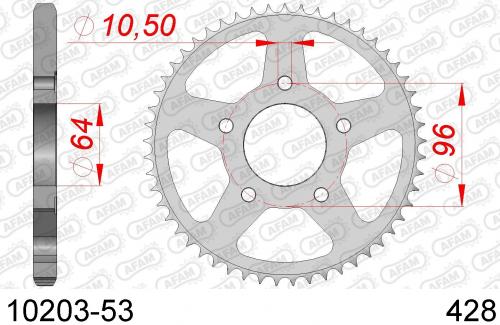 AFAM REAR STEEL 53T, 428 AF21020353