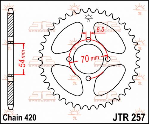JT SPROCKETS REAR STEEL 42T, 420 JTR025742