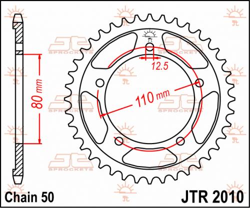 JT SPROCKETS REAR STEEL 40T, 530 JTR201040