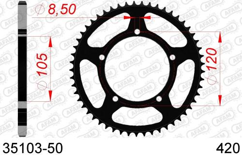 AFAM REAR STEEL 50T, 420 AF23510350