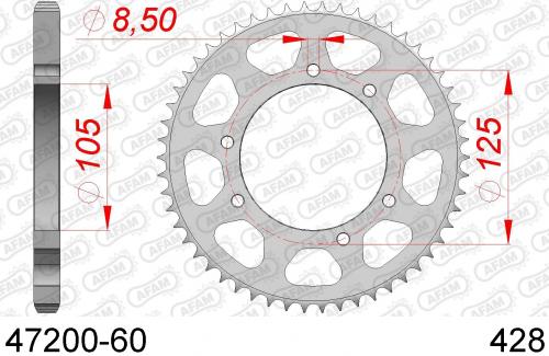 AFAM REAR STEEL 60T, 428 AF24720060