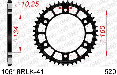 AFAM REAR STEEL 41T, 520 AF210618RLK41