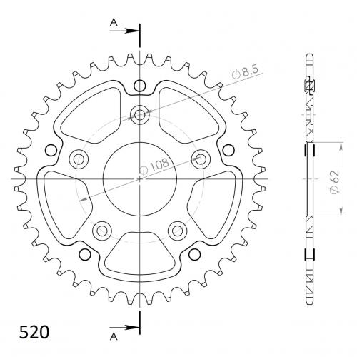 SUPERSPROX SUPERSPROX REAR STEALTH 42T, GOLD SU670142G