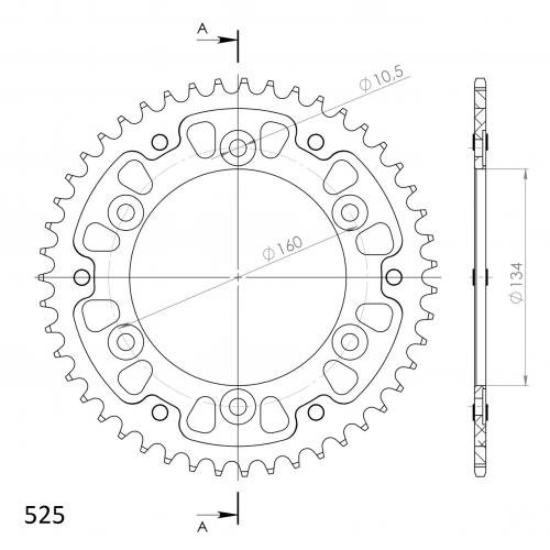 SUPERSPROX SUPERSPROX REAR ALU 48T, BLACK, 525 SU2130748B