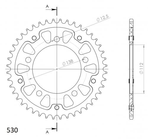 SUPERSPROX SUPERSPROX REAR ALU 43T, BLACK, 530 SU230243B