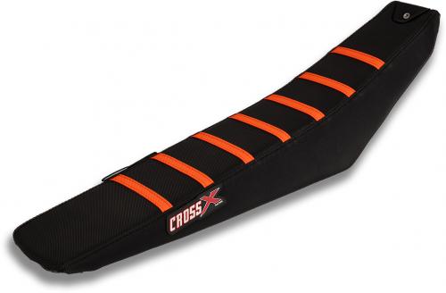 CROSS X SEAT COVER ADV W/STRIPES BLACK BLACK ORANGE