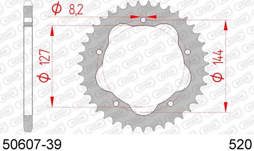 AFAM REAR STEEL 39T, 520 AF25060739