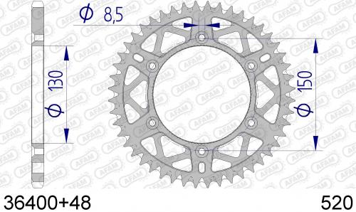 AFAM REAR ALU 48T, 520 AF53640048
