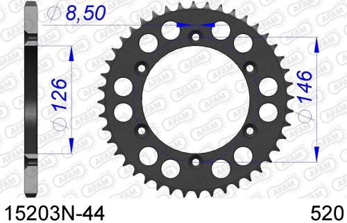 AFAM REAR ALU 44T, 520 AF515203N44