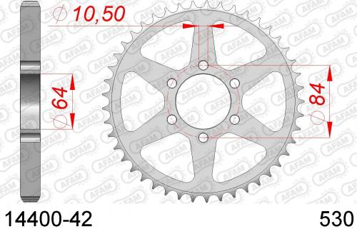 AFAM REAR STEEL 42T, 530 AF21440042