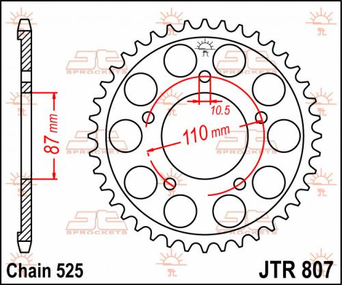 JT SPROCKETS REAR STEEL 44T, 525 JTR080744