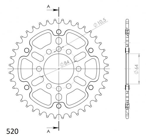 SUPERSPROX SUPERSPROX REAR STEALTH 42T, GOLD, 520 SU6182642G