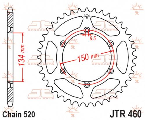 JT SPROCKETS REAR STEEL 42T, 520 JTR046042