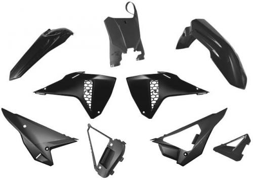 RTECH FULL PLASTIC KIT HONDA BLACK WO FORK PROTECT