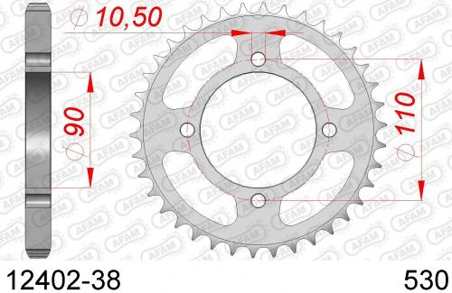 AFAM REAR STEEL 38T, 530 AF21240238