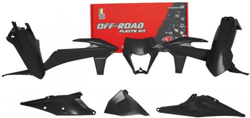 RTECH PLASTICS KIT 6 PC W/HEADL COV KTM BLACK