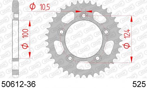 AFAM REAR STEEL 36T, 525 AF25061236