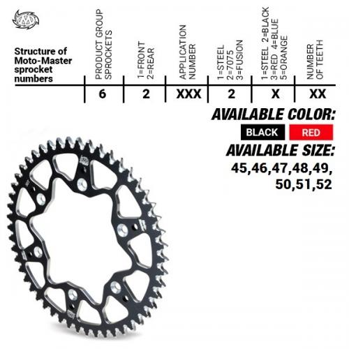 MOTO MASTER REAR ALU 52T, RED, 520 37620012352