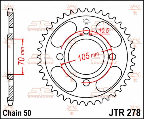 JT SPROCKETS REAR STEEL 36T, 530 JTR027836