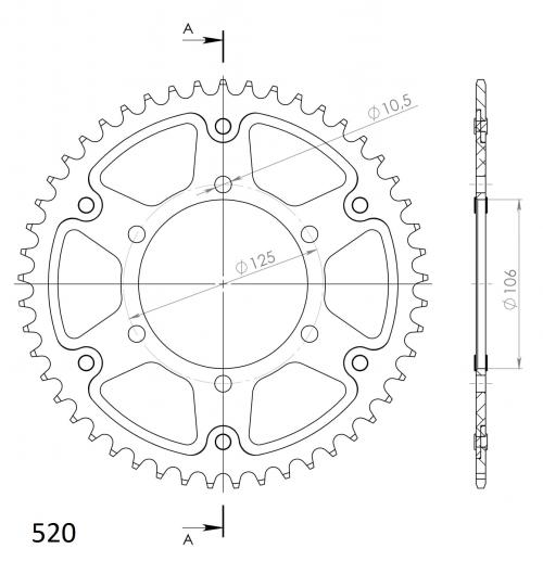 SUPERSPROX SUPERSPROX REAR STEALTH 48T, GOLD, 520 SU6201348G