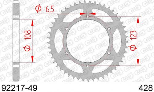 AFAM REAR STEEL 49T, 428 AF29221749