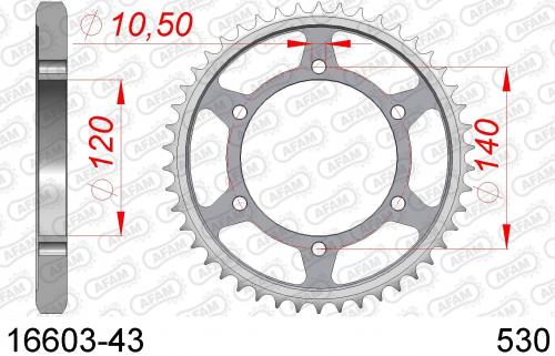 AFAM REAR STEEL 43T, 530 AF21660343