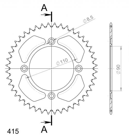 SUPERSPROX SUPERSPROX REAR ALU 44T, BLUE, 415