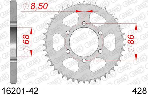 AFAM REAR STEEL 42T, 428 AF21620142