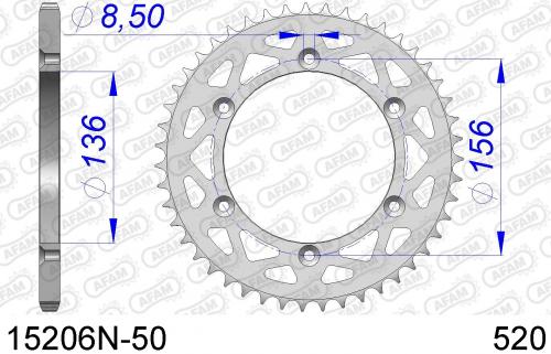 AFAM REAR ALU 50T, 520 AF515206N50