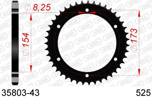 AFAM REAR STEEL 43T, 525 AF23580343