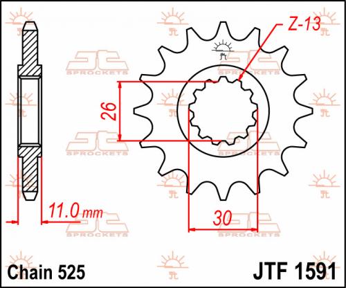 JT SPROCKETS FRONT STEEL 15T, 525 JTF159115