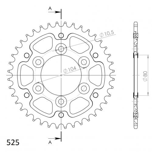SUPERSPROX SUPERSPROX REAR STEALTH 39T, SILVER, 525