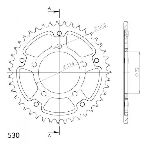 SUPERSPROX SUPERSPROX REAR ALU 41T, BLACK, 530 SU248941B