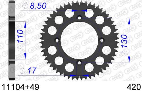 AFAM REAR ALU 49T, 420 AF51110449