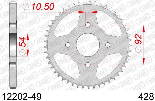 AFAM REAR STEEL 49T, 428 AF21220249