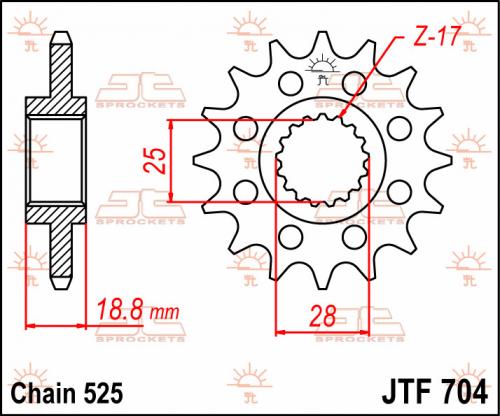 JT SPROCKETS FRONT STEEL 15T, 525 JTF070415