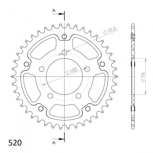 SUPERSPROX SUPERSPROX REAR STEALTH 42T, GOLD, 520 MARCHESINI/