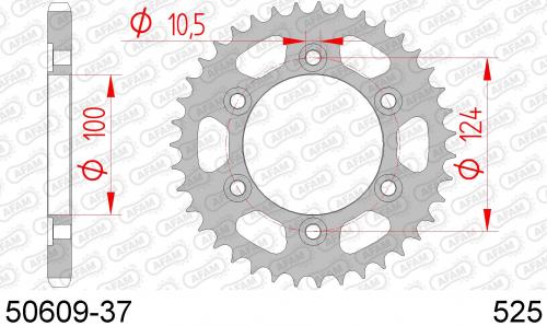 AFAM REAR STEEL 37T, 525 AF25060937